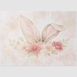 Papel de seda conejo cute acuarela con flores