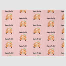 Papel De Seda Conejo de chofer Feliz Pascua en rosa