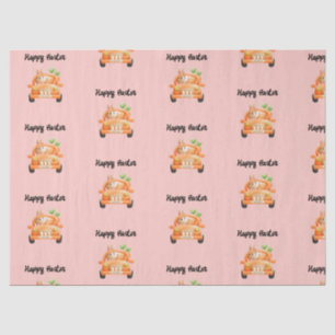 Papel De Seda Conejo de chofer Feliz Pascua en rosa