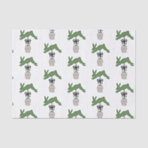 Papel De Seda Conejo de conejo verde Topiary Ginger tarros