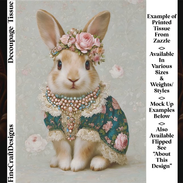 Papel De Seda Conejo de cuento en vestido floral EV8L Decoupage (Subido por el creador)