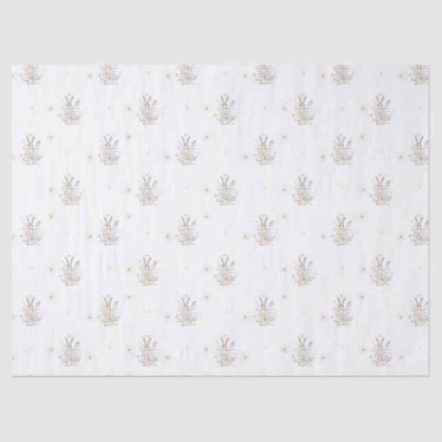 Papel De Seda Conejo de invierno con Florals de invierno (Anverso)