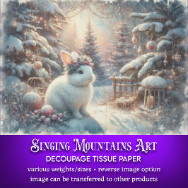 Papel De Seda Conejo De Nieve En Navidades Decoupage De Woodland