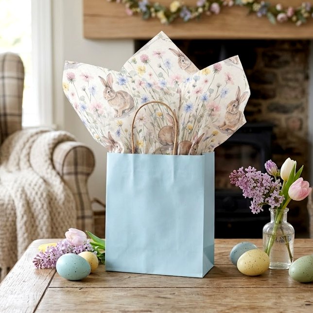 Papel De Seda Conejo de Pascua Acuarela Floral Primavera (Subido por el creador)