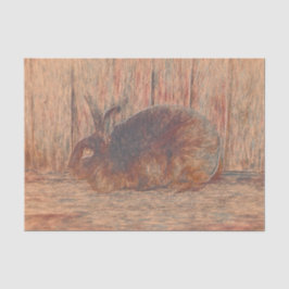 Papel De Seda Conejo de Pascua Arte en Boceto de Madera Marrón