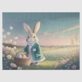 Papel De Seda Conejo de Pascua con chaqueta azul