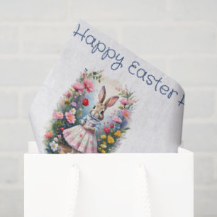 Papel De Seda Conejo de Pascua con flores Feliz Pascua
