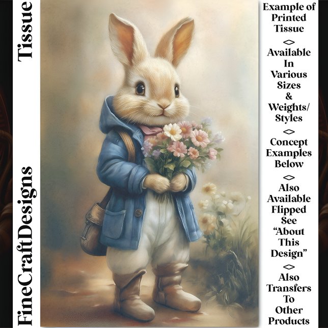 Papel De Seda Conejo de Pascua con vestido lindo, flores CW5R de (Subido por el creador)