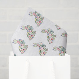 Papel De Seda Conejo de Pascua de flores silvestres rosadas y az
