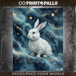 Papel De Seda Conejo de Pascua en un fondo soñado estrellado