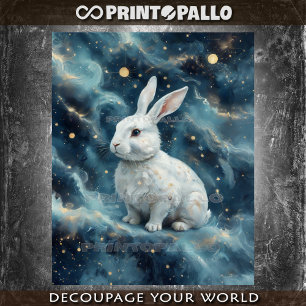 Papel De Seda Conejo de Pascua en un fondo soñado estrellado