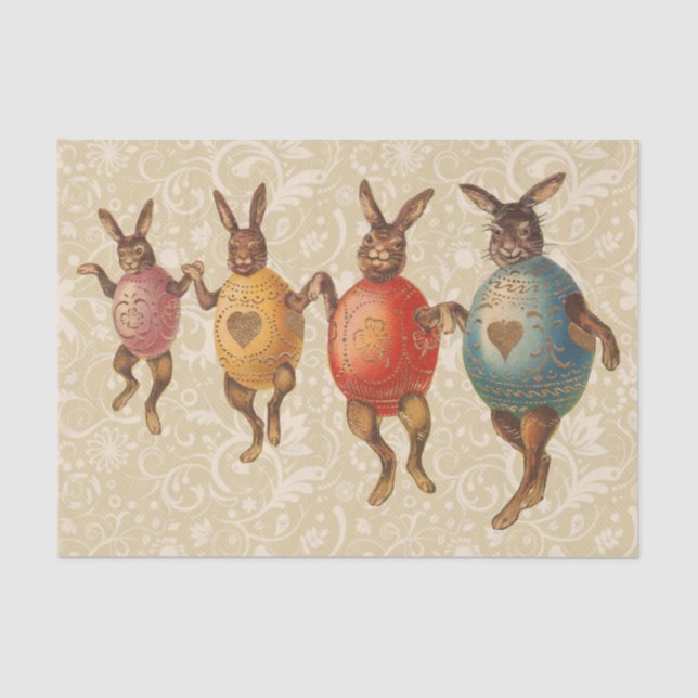 Papel De Seda Conejo de Pascua Huevos Bailando (Anverso)
