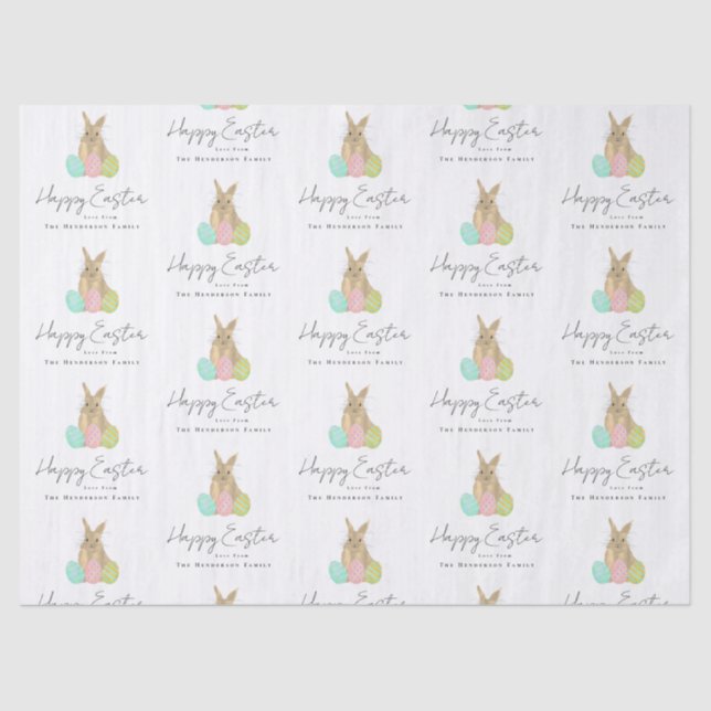 Papel De Seda Conejo de Pascua personalizado de acuarela (Anverso)