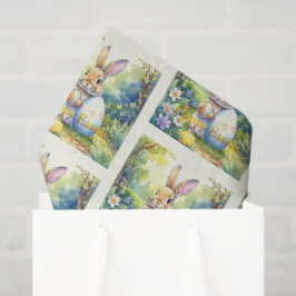 Papel De Seda Conejo de Pascua sosteniendo huevo de Pascua