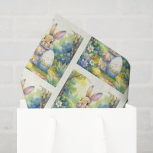 Papel De Seda Conejo de Pascua sosteniendo huevo de Pascua