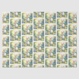 Papel De Seda Conejo de Pascua sosteniendo huevo de Pascua