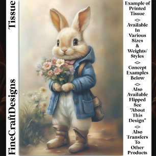 Papel De Seda Conejo de Pascua Vestido Lindo, Flores CW5L Decoup