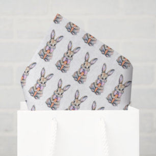 Papel De Seda Conejo de Pascua vintage con acuarela rosa