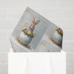 Papel De Seda Conejo de Pascua vintage con margaritas