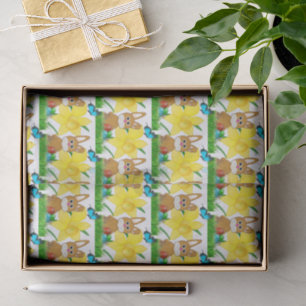 Papel De Seda Conejo de Pascua y Flor de Narcisos Amarillos