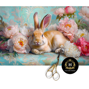 Papel De Seda Conejo de Pastel y Peonía Pascua Decoupage de Vaca