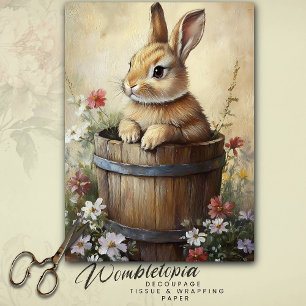 Papel De Seda Conejo de primavera vintage en flores silvestres d