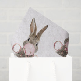 Papel De Seda Conejo de primer cumpleaños soplando chicle rosa