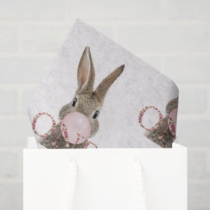 Papel De Seda Conejo de primer cumpleaños soplando chicle rosa