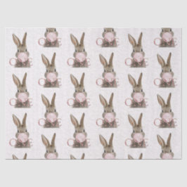 Papel De Seda Conejo de primer cumpleaños soplando chicle rosa