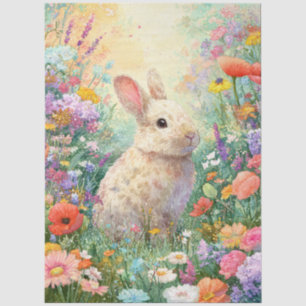 Papel De Seda Conejo Decoupage en las Flores Silvestres