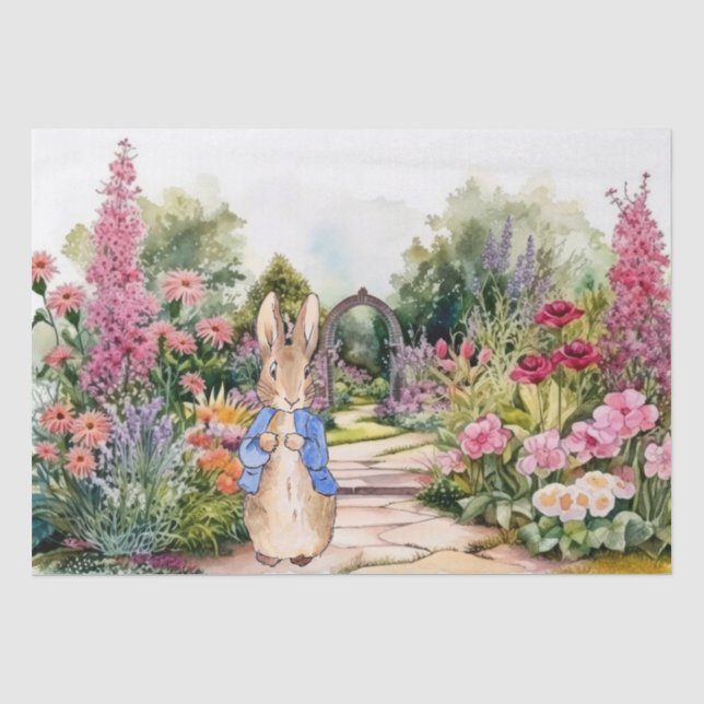 Papel De Seda Conejo en su jardín (Anverso)
