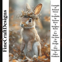 Conejo En Woodland, Flores, Berries CF8 Decoupage