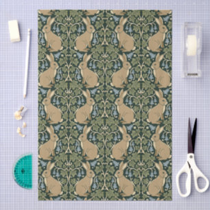 Papel De Seda Conejo floral azul y verde salvia estilo Art Nouve