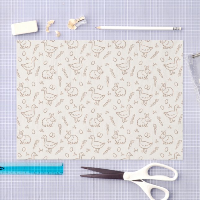 Papel De Seda Conejo ganso Pascua boho neutral beige primavera (Artesanía)