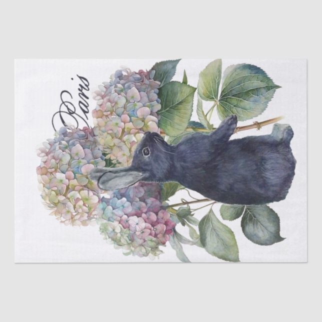Papel De Seda Conejo Hydrangea Flor París Descenso de Pascua (Anverso)
