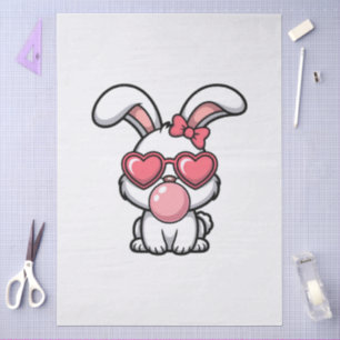 Papel De Seda Conejo Kawaii Juguetón con Burbuja de Chicle