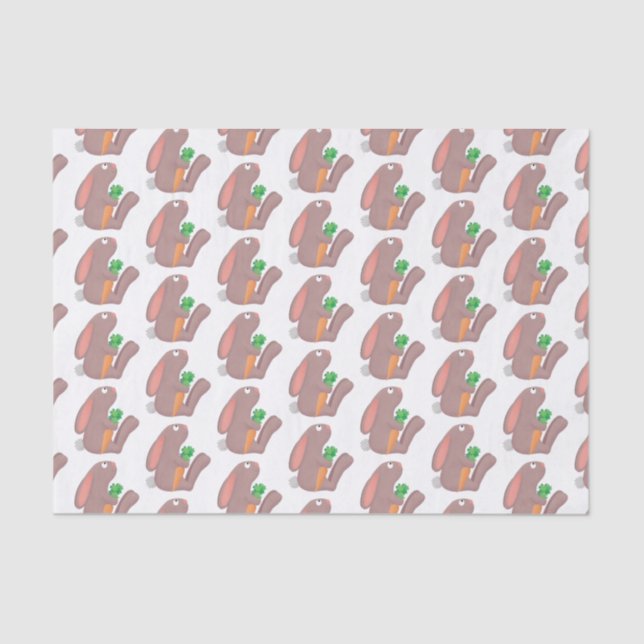 Papel De Seda Conejo lindo con personalizado de zanahoria sentad (Anverso)