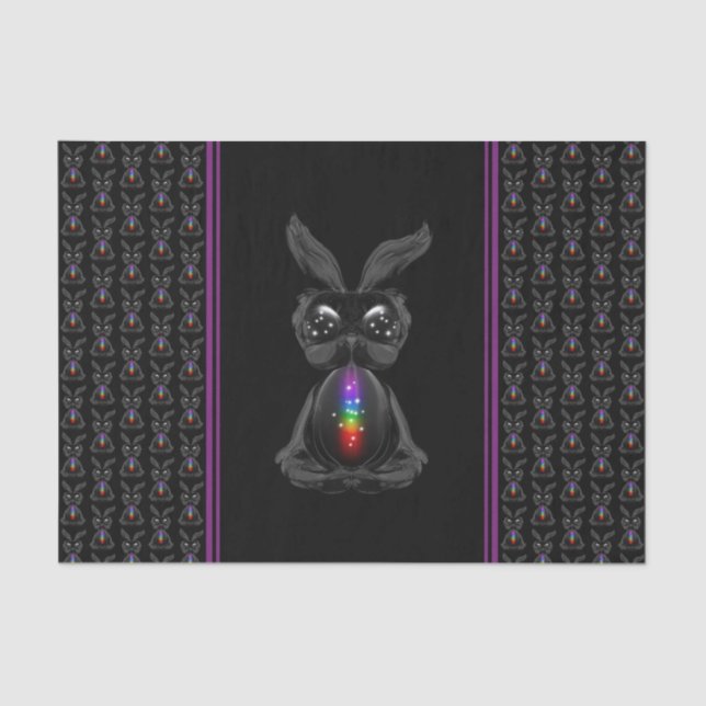 Papel De Seda Conejo negro lindo con alma arcoiris chakra (Anverso)