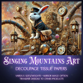 Papel De Seda Conejo postal victoriano Steampunk Decoupage