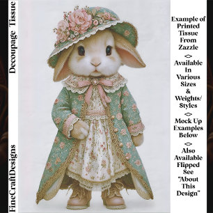 Papel De Seda Conejo Shabby Chic con vestido floral EV6L Decoupa