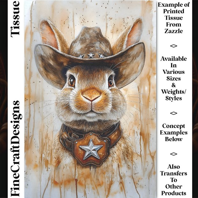 Papel De Seda Conejo Vaquero Sheriff Bunny con Sombrero DD5 Deco (Subido por el creador)