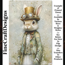 Conejo Victoriano Steampunk, Decoupage Floral CA7
