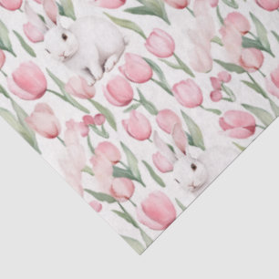 Papel De Seda 🌷🐇Conejo y Tulipán de Acuarela para Pascua
