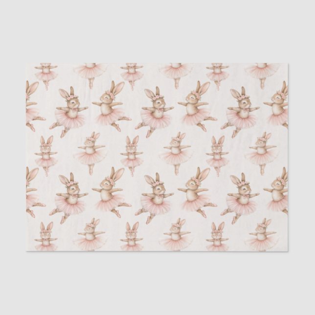 Papel De Seda conejos de bailarina lindos en tutus rosado (Anverso)