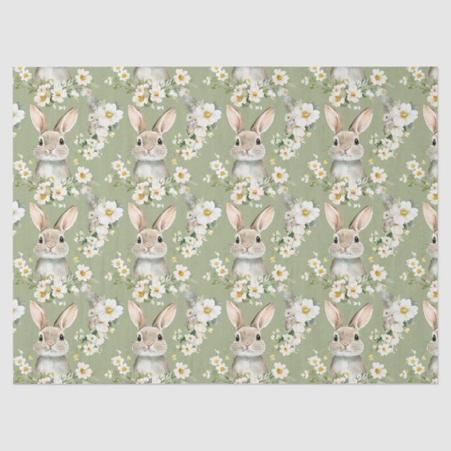 Papel De Seda Conejos de Pascua en acuarela (Anverso)