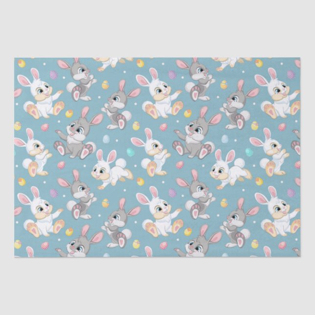Papel De Seda Conejos de Pascua Felices Bebés (Anverso)