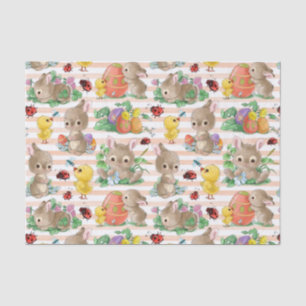 Papel De Seda Conejos de Pascua y Pollitos
