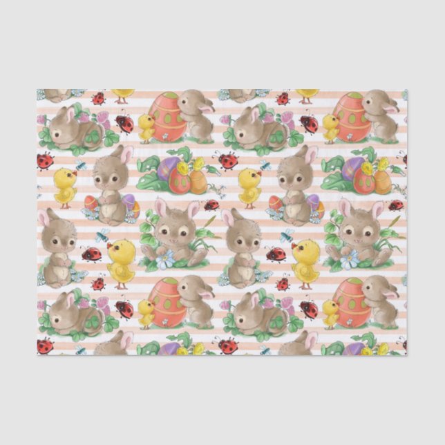 Papel De Seda Conejos de Pascua y Pollitos (Anverso)