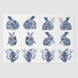 Papel De Seda Conejos decoupage azul y blanco inspirados en vint