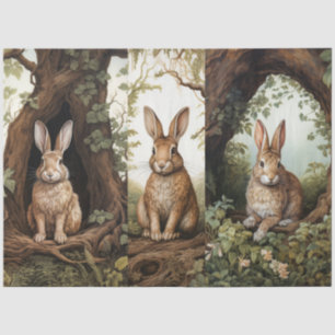 Papel De Seda Conejos del bosque inspirados en vintage decoupage